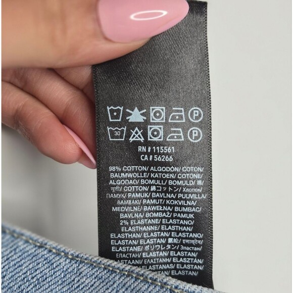 7 For All Mankind High Waist Cropped Straight Leg Distressed Denim Jeans Size 27 - Picture 9 of 10